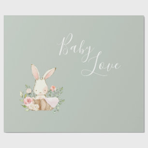 Papel De Presente Sage Green Baby Love Chá de fraldas