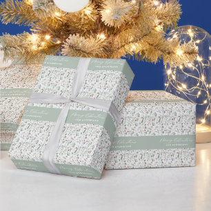 Papel De Presente Sage Green Christmas — presente botânico mínimo mo