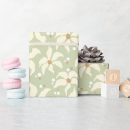 Papel De Presente Sage Green Elegant Floral