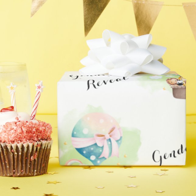 Papel De Presente Sage Green Gender Revebe Baby Safari (Festa de aniversário)