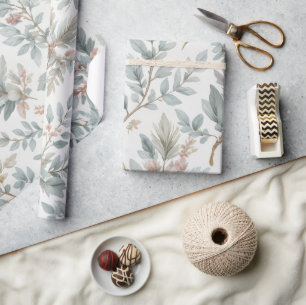 Papel De Presente Sage Macio & Padrão Floral Rosa para Qualquer Ocas