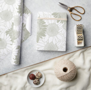Papel De Presente Sage Sunflower
