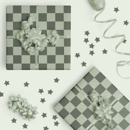 Papel De Presente Sage Verde Escuro Xadrez Xadrezado Quadriculado