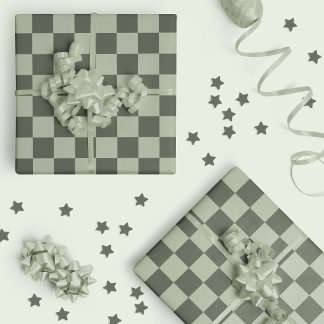 Papel De Presente Sage Verde Escuro Xadrez Xadrezado Quadriculado