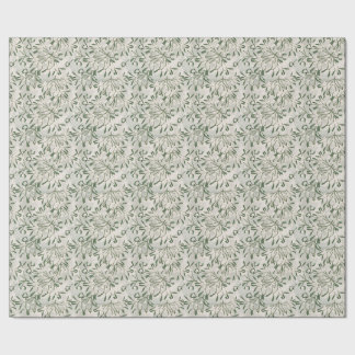 Papel De Presente Sage Verde Mistletoe & Festas de Frutas Brancas