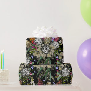 Papel De Presente Sage Wild Bush Flower Buquê - Protea & Grevillea
