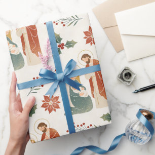 Papel De Presente Sagrada Família Natividade Natal TMF26 Tradicional