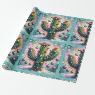Papel De Presente Saguaro Cactus Whimsical Snowflakes de Natal