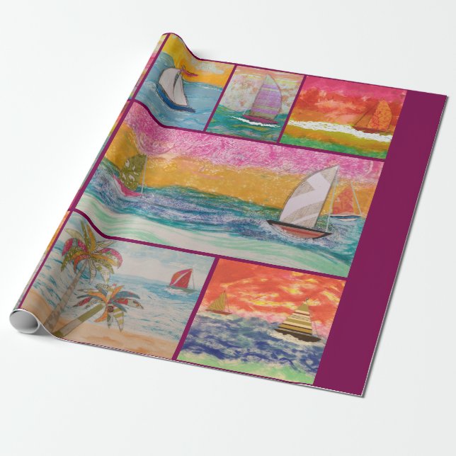 Papel De Presente Sailboat Wrapping Paper (Desenrolado)