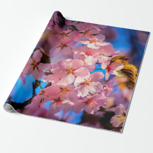 Papel De Presente Sakura Garland, Azul, Cor-de-Rosa,
