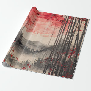 Papel De Presente Sakura Lua de Sangue Tinta Lavada (1)