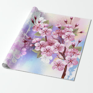 Papel De Presente Sakura rosa no fundo da pintura