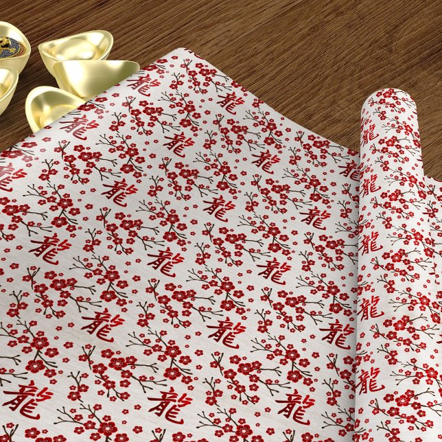 Papel De Presente Sakura Tree Blossom e Símbolo do dragão (Criador carregado)