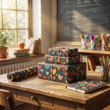 Sala de aula de coração reproduzível: arte colorid