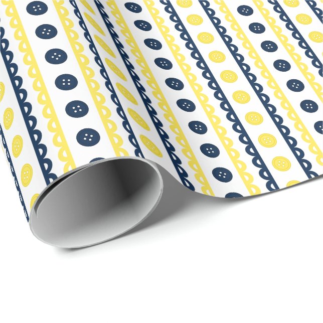 Papel De Presente Sala de Costura e Artesanato Listrada de Azul Mari (Ponta do rolo)