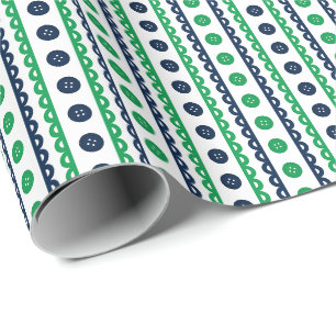 Papel De Presente Sala de Costura e Artesanato Listrada de Verde e A