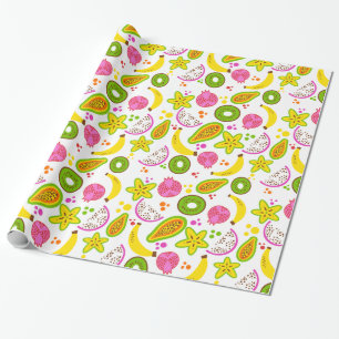 Papel De Presente Salada de fruta em branco grande