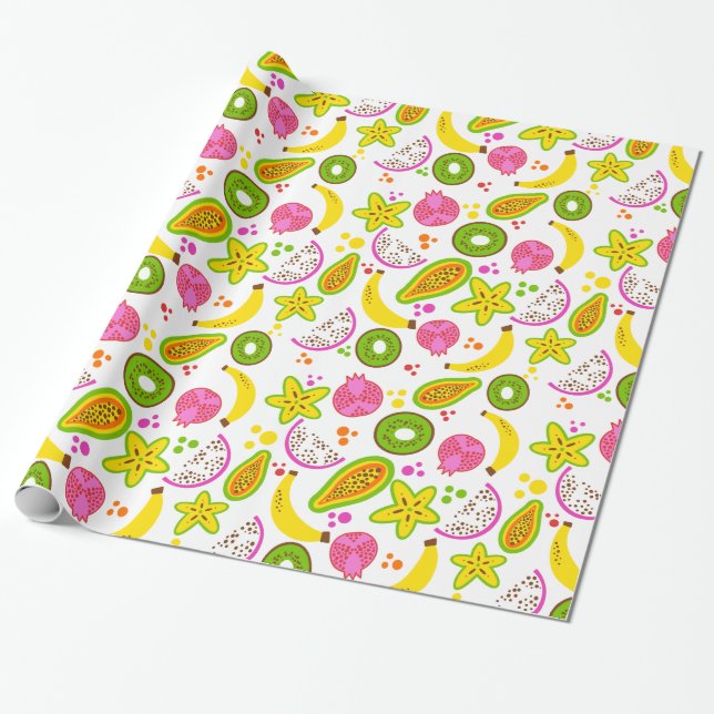 Papel De Presente Salada de fruta em branco grande (Desenrolado)