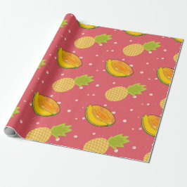 Papel De Presente salada de frutas: padrão de frutas abacaxi e mamão