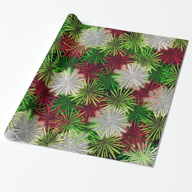 Papel De Presente Salas de Natal - Vermelho, Verde e Branco (Desenrolado)