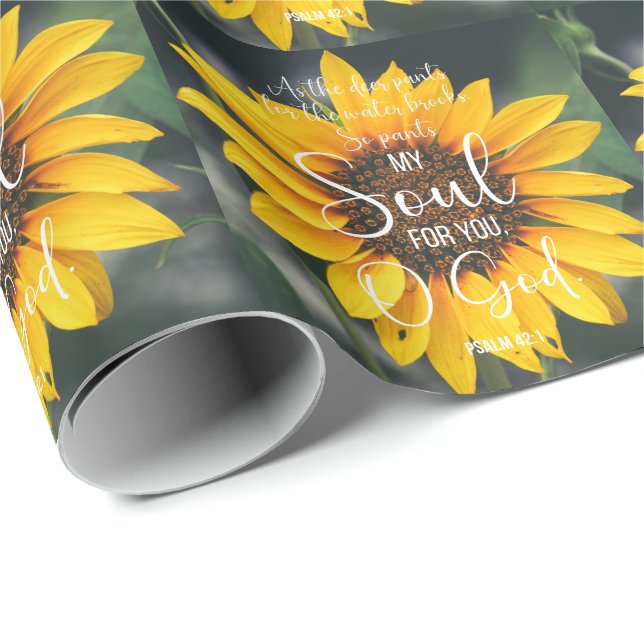 Papel De Presente Salmo 42:1 Como Deer Pants Sunflower Christian (Ponta do rolo)