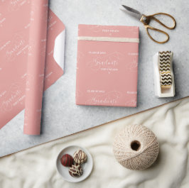 Papel De Presente Salmon Color Chic Script Turma de 2026 Formatura
