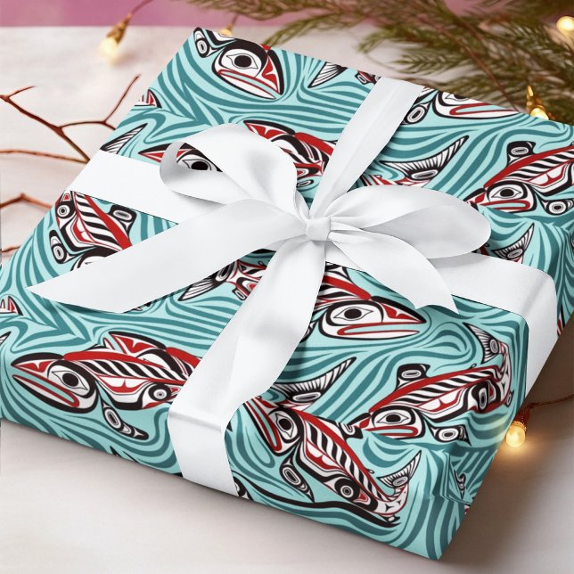 Papel De Presente Salmon Haida Art Spirit Pacific Northwest Nnat (Criador carregado)