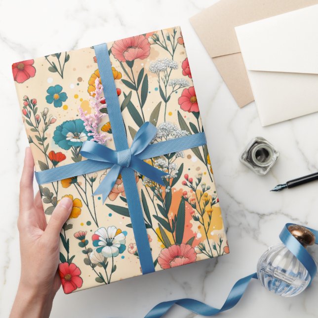 Papel De Presente Salpico de Prado Selvagem (Presentear)