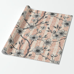 Papel De Presente Salsicha Elegante do Blossom - Rosa e Branco