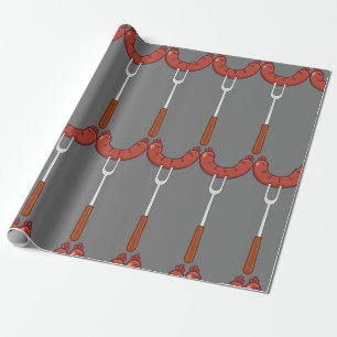 Papel De Presente Salsicha Grelhada em Garfo de Churrasco
