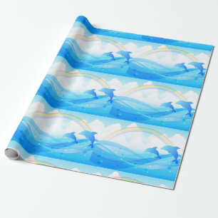 Papel De Presente Salto azul dos golfinhos