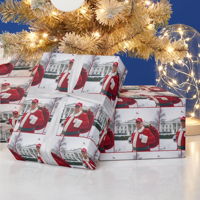 Papel De Presente Salto do Papai Noel com saco vermelho (Feriados)