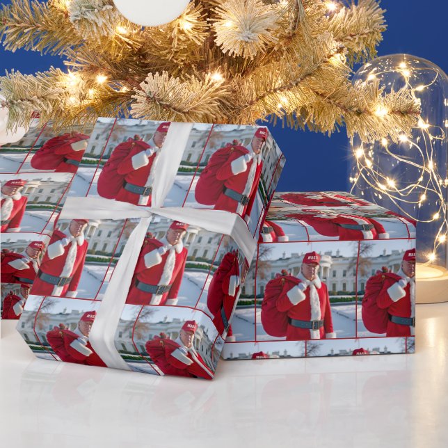 Papel De Presente Salto do Papai Noel com saco vermelho (Feriados)