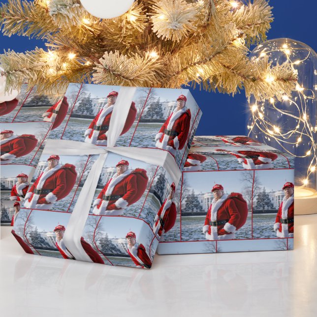 Papel De Presente Salto do Papai Noel com saco vermelho (Feriados)