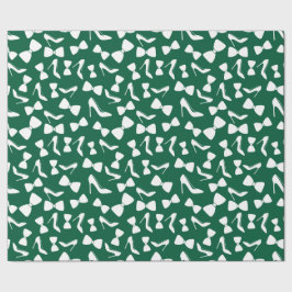 Papel De Presente Saltos Altos de Noivado, Laço Verde Escuro Seamles