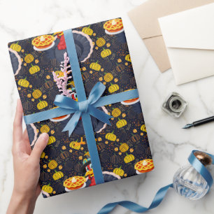 Papel De Presente Salve Um Peru Coma Torta Engraçado Feliz Dia de Aç
