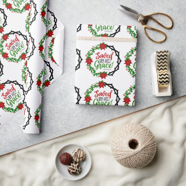 Papel De Presente Salvo por Sua Graça Terra de Natal (Artesanato)