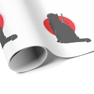 Papel De Presente Samurai Katze trägt ihr Schwert