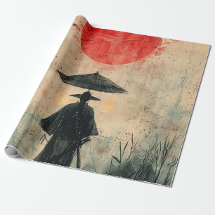Papel De Presente Samurai Silencioso Floresta Carmesim (2)