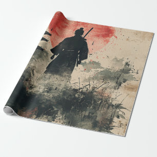 Papel De Presente Samurai Silencioso Floresta Carmesim (3)
