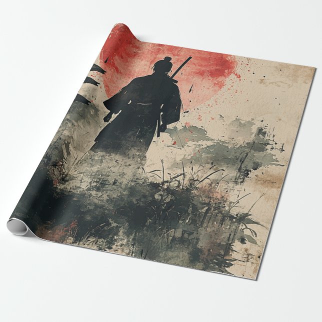 Papel De Presente Samurai Silencioso Floresta Carmesim (3) (Desenrolado)
