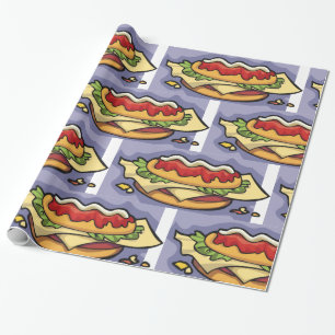 Papel De Presente Sanduíche com Alface Queijo e Molho