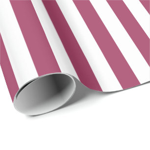 Papel De Presente Sangria Rosa e Branco Listrado