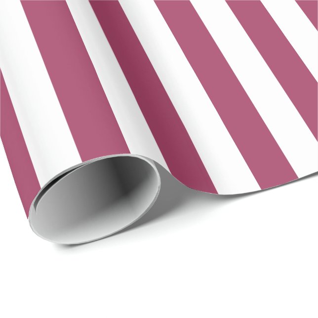 Papel De Presente Sangria Rosa e Branco Listrado (Ponta do rolo)