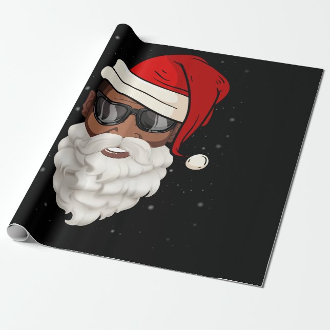 Papel De Presente Santa Claus Black Xmas Papai noel Afro-Americano (Desenrolado)