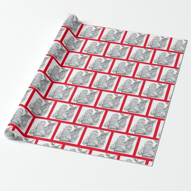 Papel De Presente Santa Claus E Reindeer (Desenrolado)
