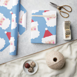 Papel De Presente Santa Claus Moderno Minimalista Azul