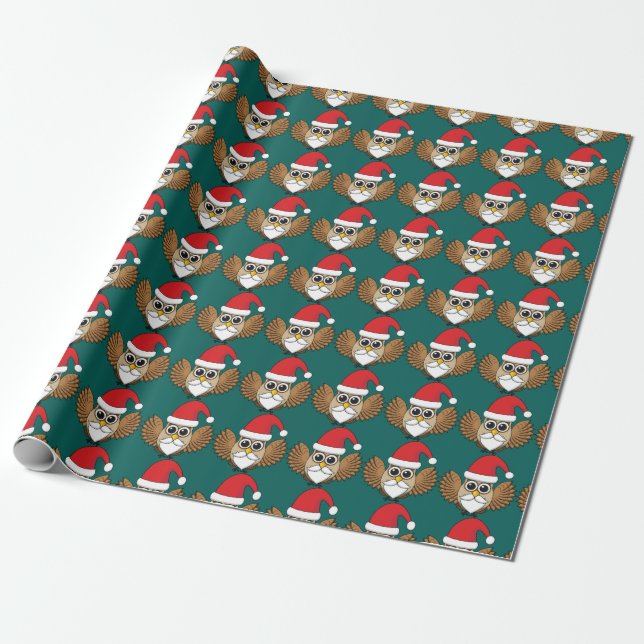 Papel De Presente Santa Claus Owl (Desenrolado)