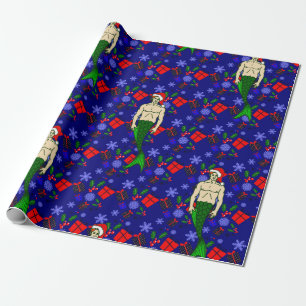 Papel De Presente santa claus redhead merman feio xmas mermaid prese