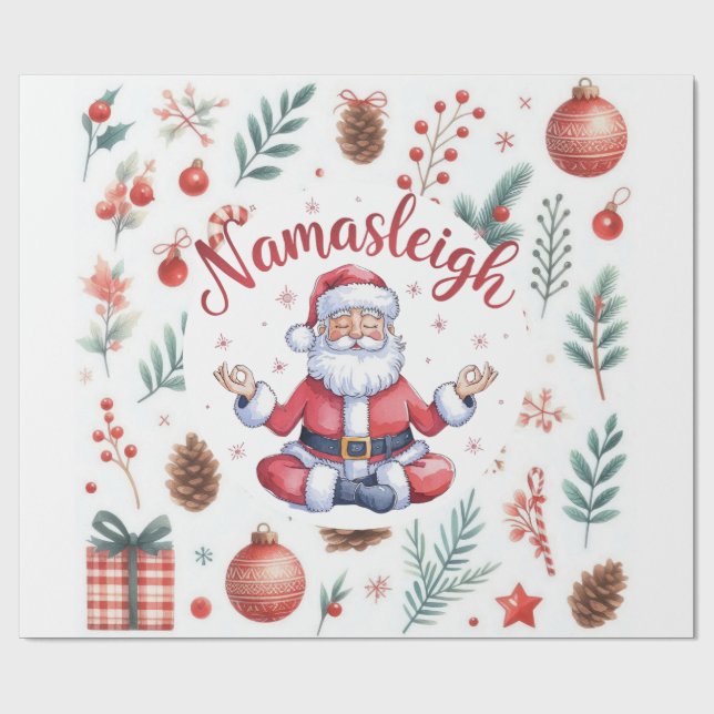 Papel De Presente Santa Claus Yoga com o tema de Natal (Aberto)